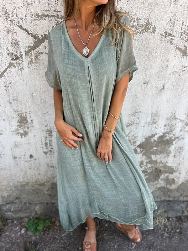Charlotte™ | Robe Élégante en Coton et Lin