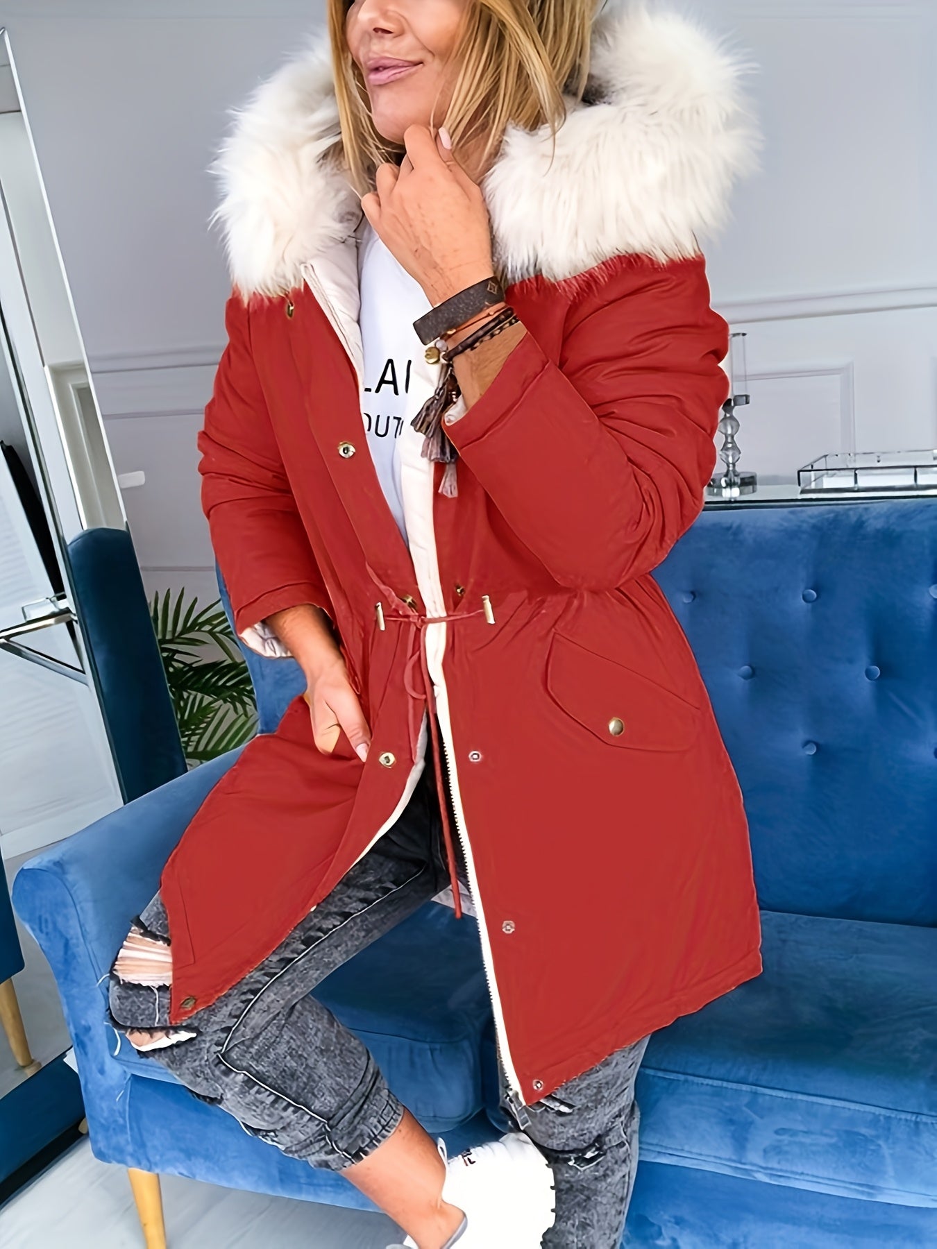 Olivia™ | Manteau parka réversible capuche fausse fourrure