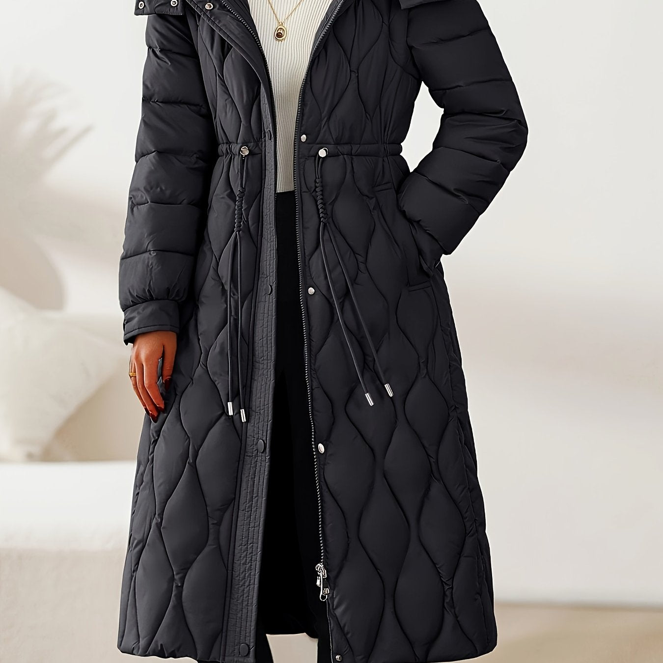 Lila™ | Manteau doudoune long matelassé ceinturé