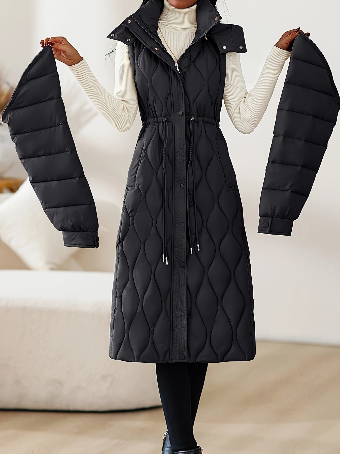 Lila™ | Manteau doudoune long matelassé ceinturé