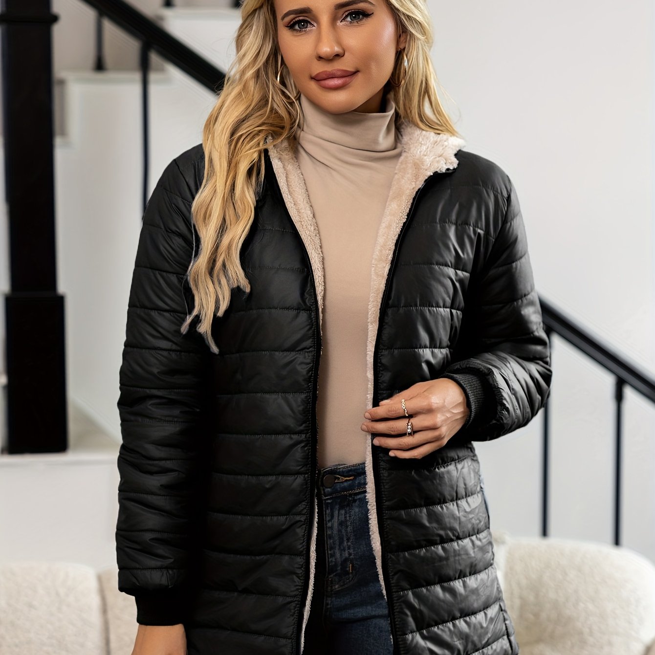 Sophia™ | Veste doudoune matelassée doublée sherpa