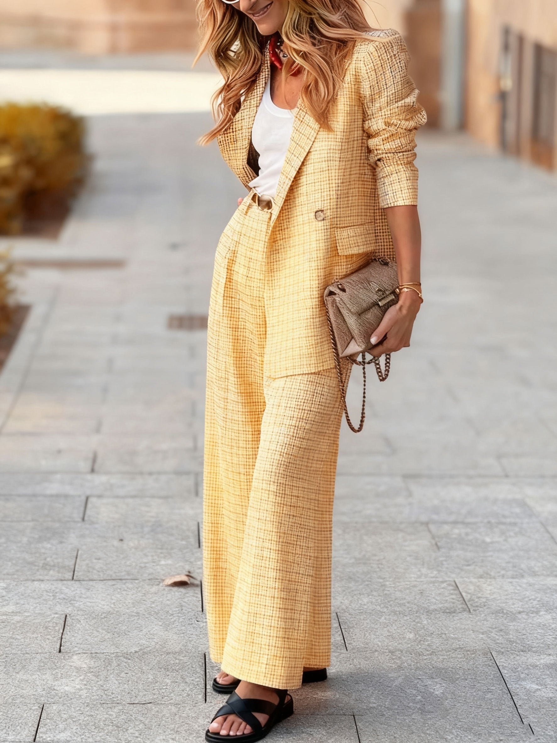 Alexandra™ | Ensemble Chic à Carreaux - Élégance Décontractée