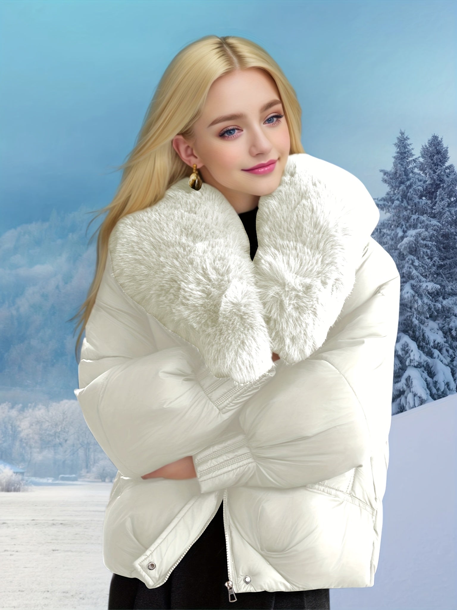 Mireya™ | Veste doudoune col en fausse fourrure