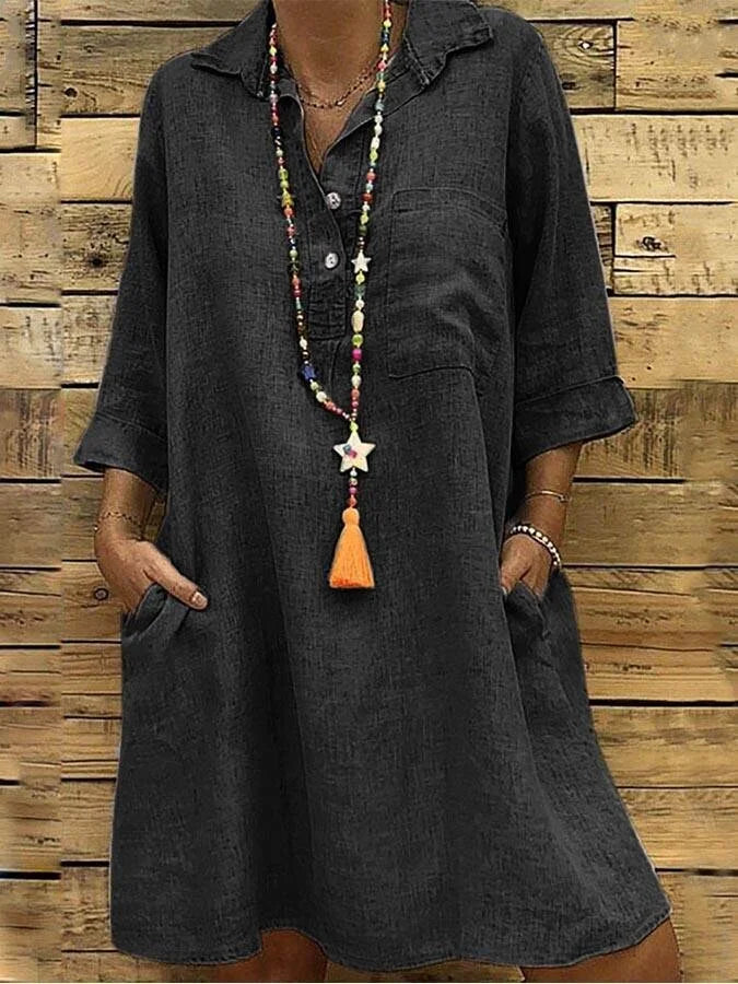 Anali™ | Robe Décontractée Coton et lin