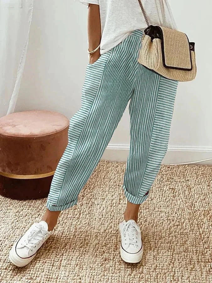 Darine™ | Pantalon Rayé Élégant en Lin