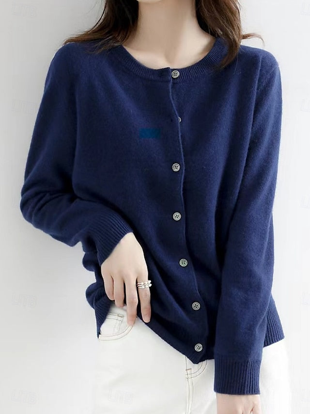 Raya™ | Cardigan Élégant en Laine à Col Ras du Cou
