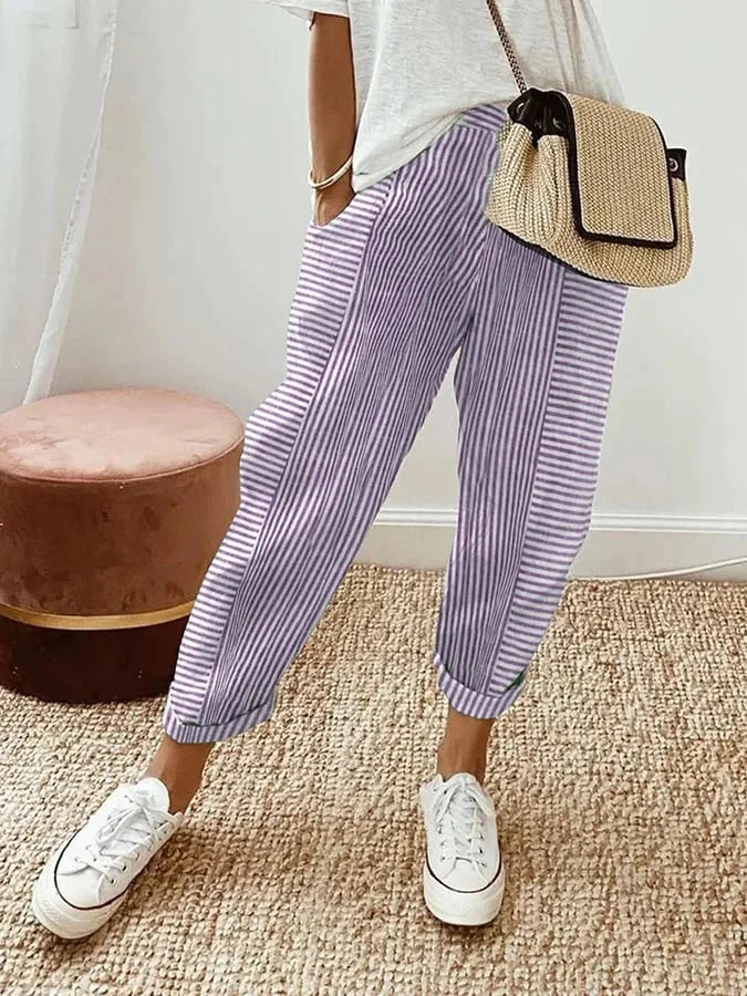Darine™ | Pantalon Rayé Élégant en Lin