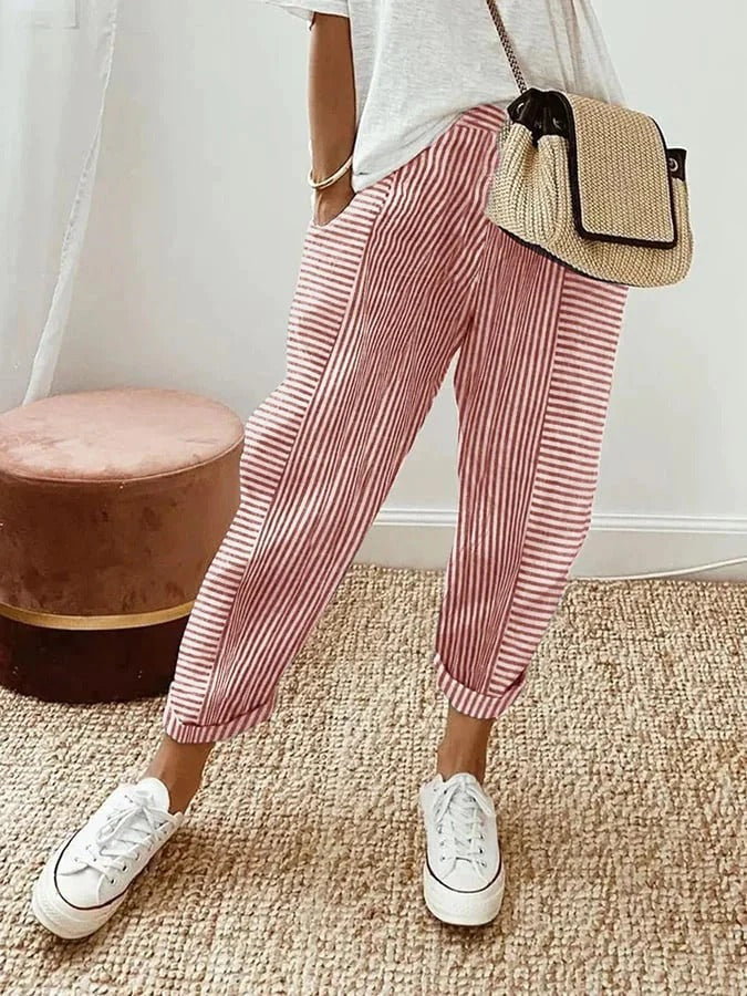 Darine™ | Pantalon Rayé Élégant en Lin