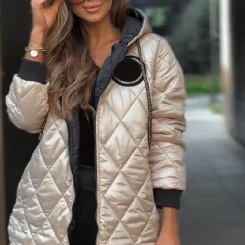 Elena™ | Manteau d'Hiver Matelassé avec Capuche et Fermeture Éclair