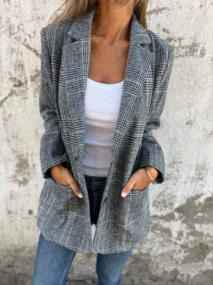 Leona™ | Blazer à Carreaux Décontracté et Élégant