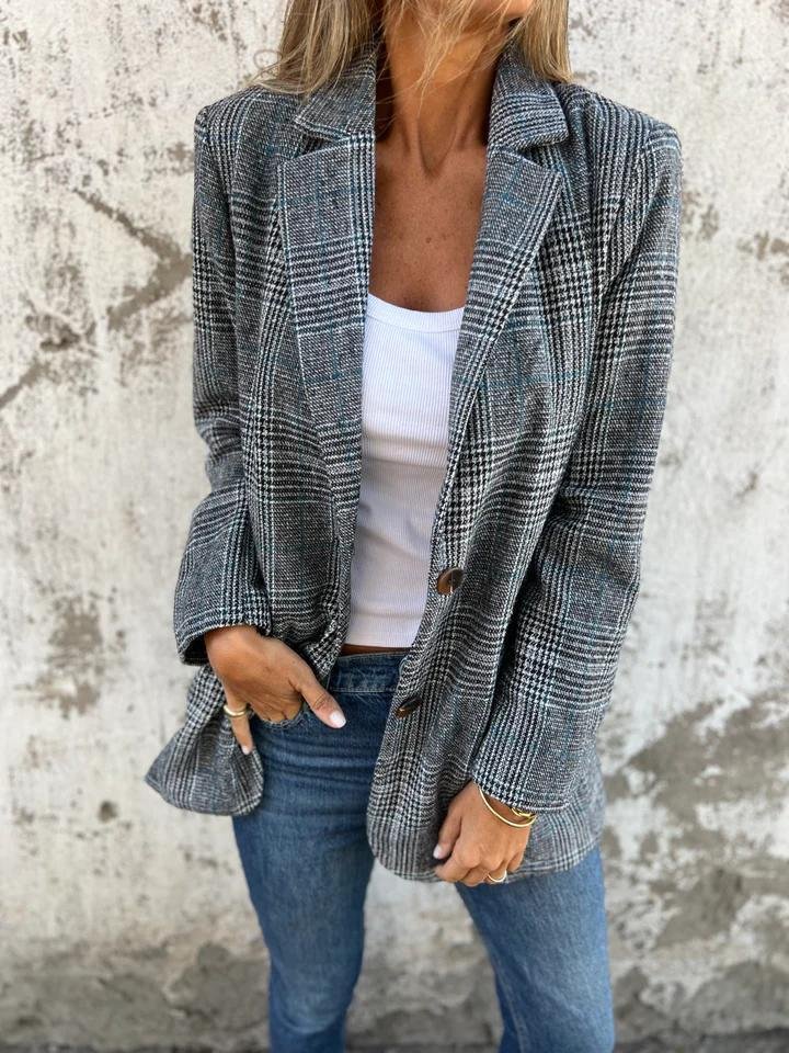 Leona™ | Blazer à Carreaux Décontracté et Élégant