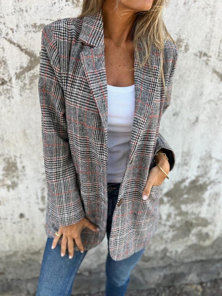 Leona™ | Blazer à Carreaux Décontracté et Élégant