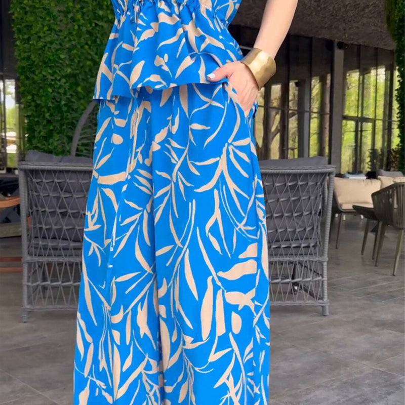 Faye™ | Ensemble Élégant à Imprimé et Pantalon Large