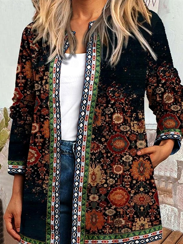 Livia™ | Veste Vintage Décontractée Imprimée Fleuri