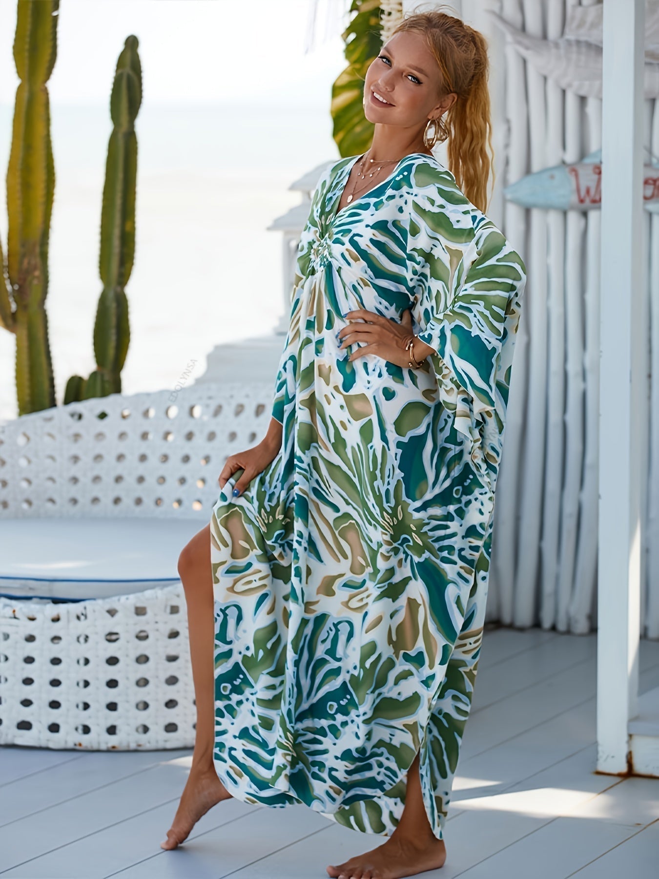 Daria™ | Robe Tropicale Élégante en Coton et Bambou