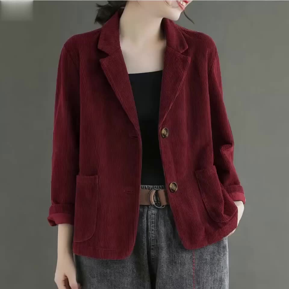 Clarabelle™ | Blazer Élégant en Velours Côtelé