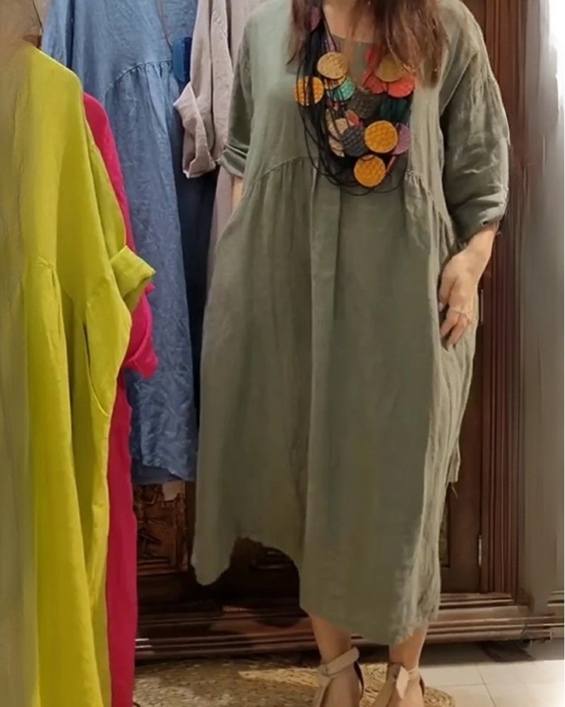 Mandira™ | Robe Élégante en Coton et Lin