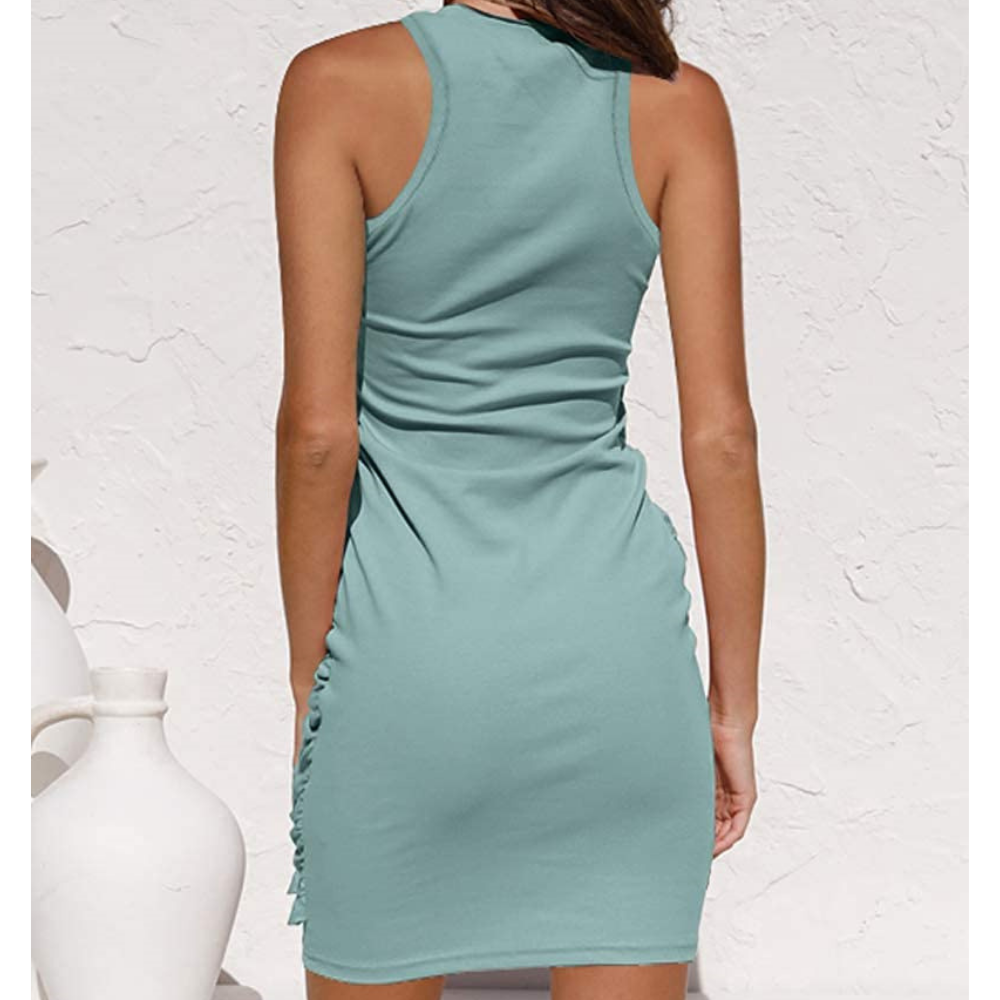 Tess™ | Robe Midi Élégante en Coton avec Nœud Latéral