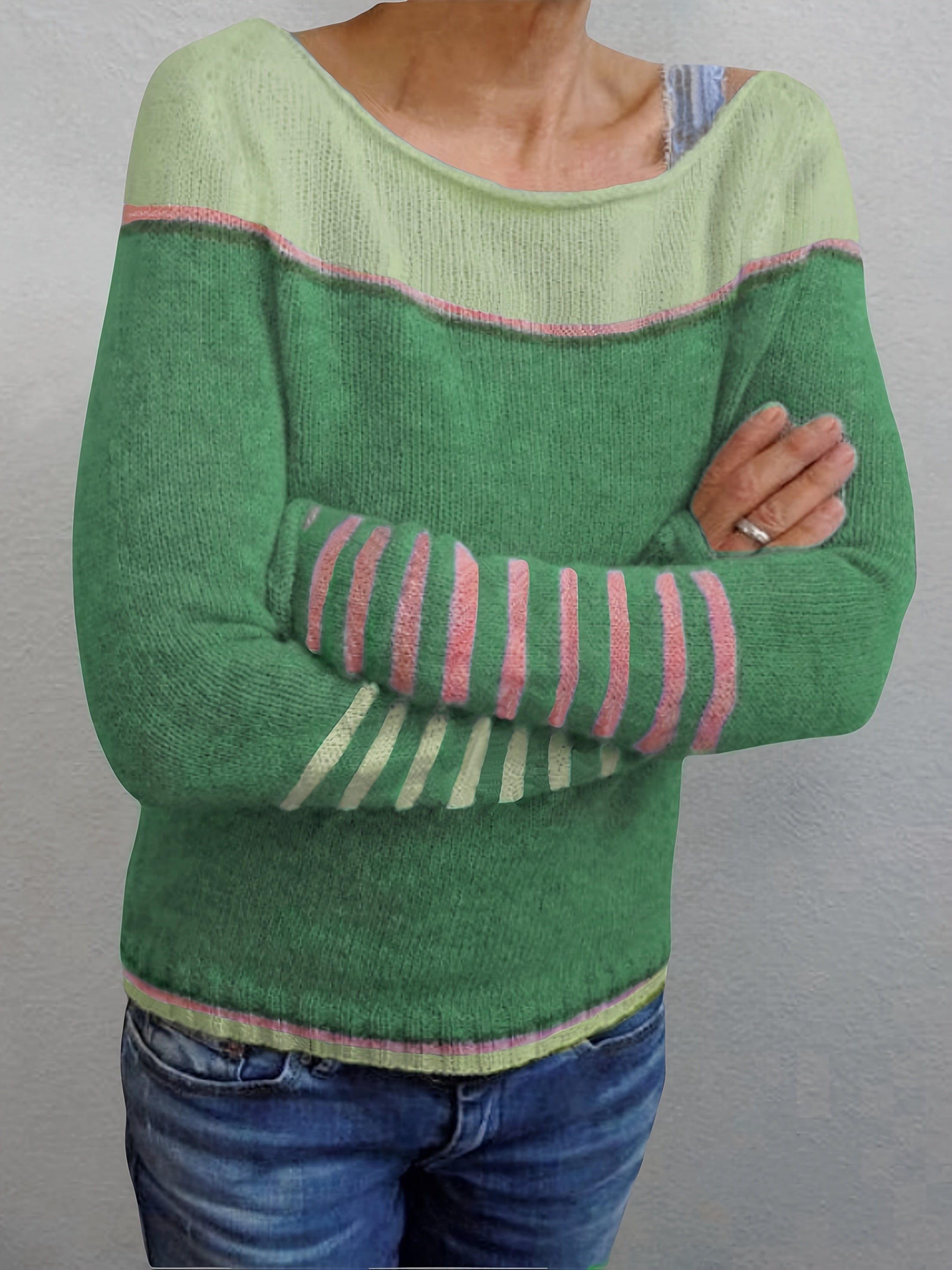 Leila™ | Pull Décontracté à Rayures et Blocs de Couleur