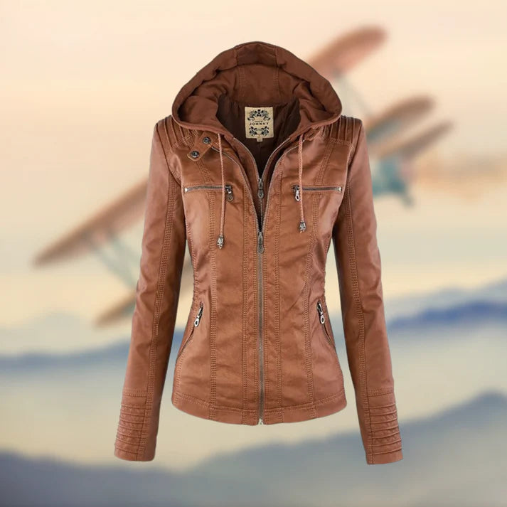 Ramia™ | Veste en Cuir à Capuche
