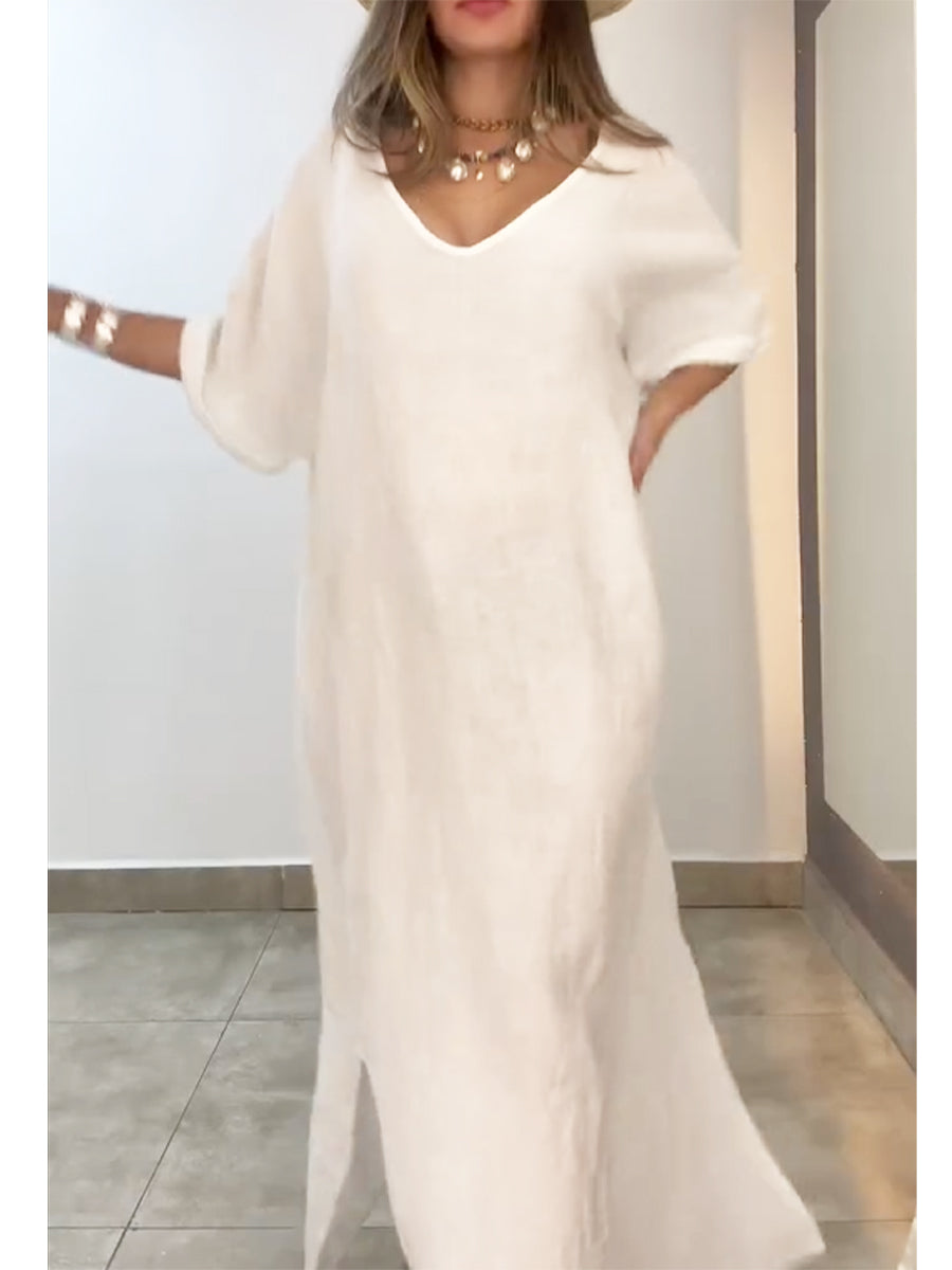 Ozine™ | Robe Élégante en Coton et Lin avec Poches