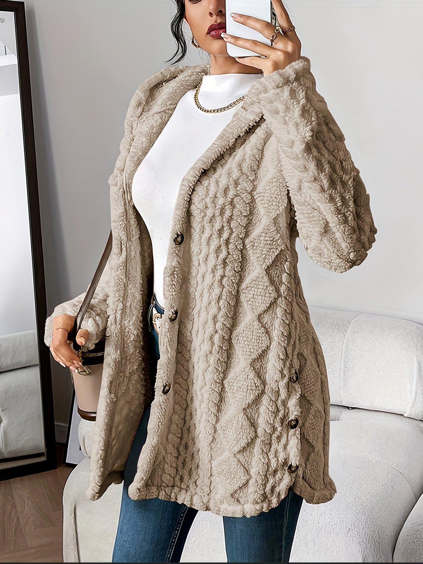 Fleur™ | Cardigan Doublé en Peluche, Élégance Confortable