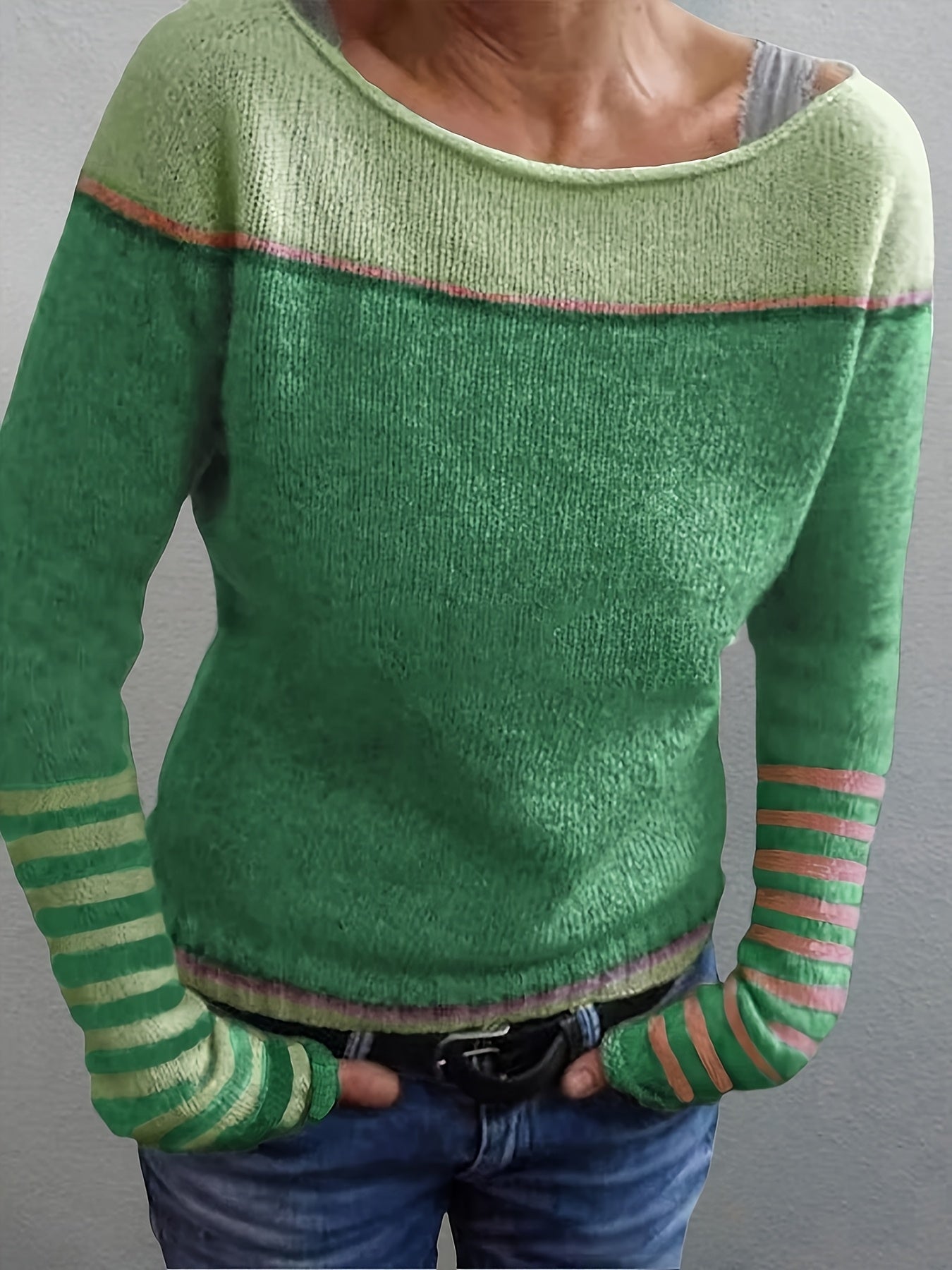 Leila™ | Pull Décontracté à Rayures et Blocs de Couleur