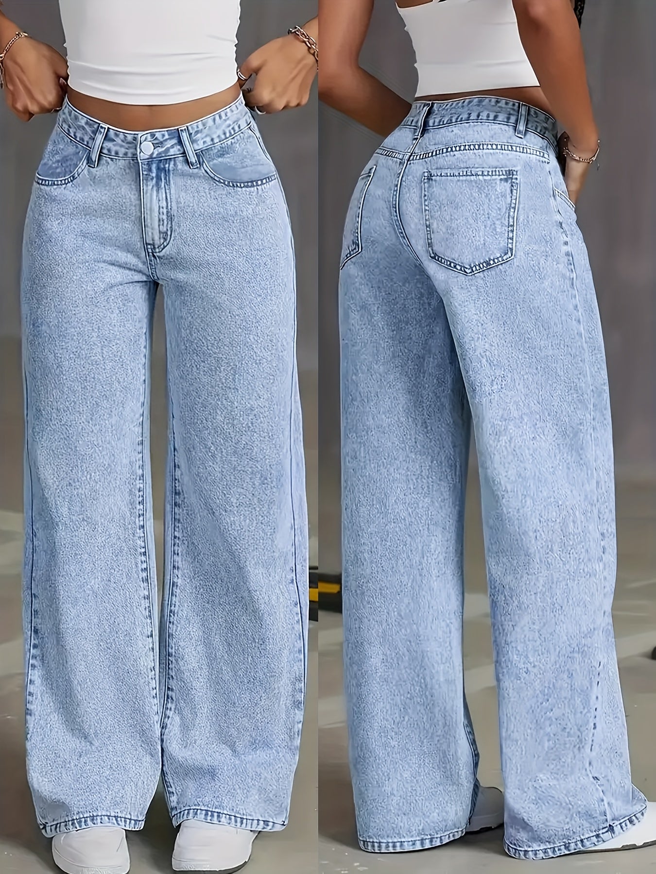 Elia™ | Jeans Femme Élastiques à Jambes Larges