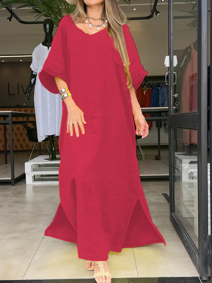 Ozine™ | Robe Élégante en Coton et Lin avec Poches