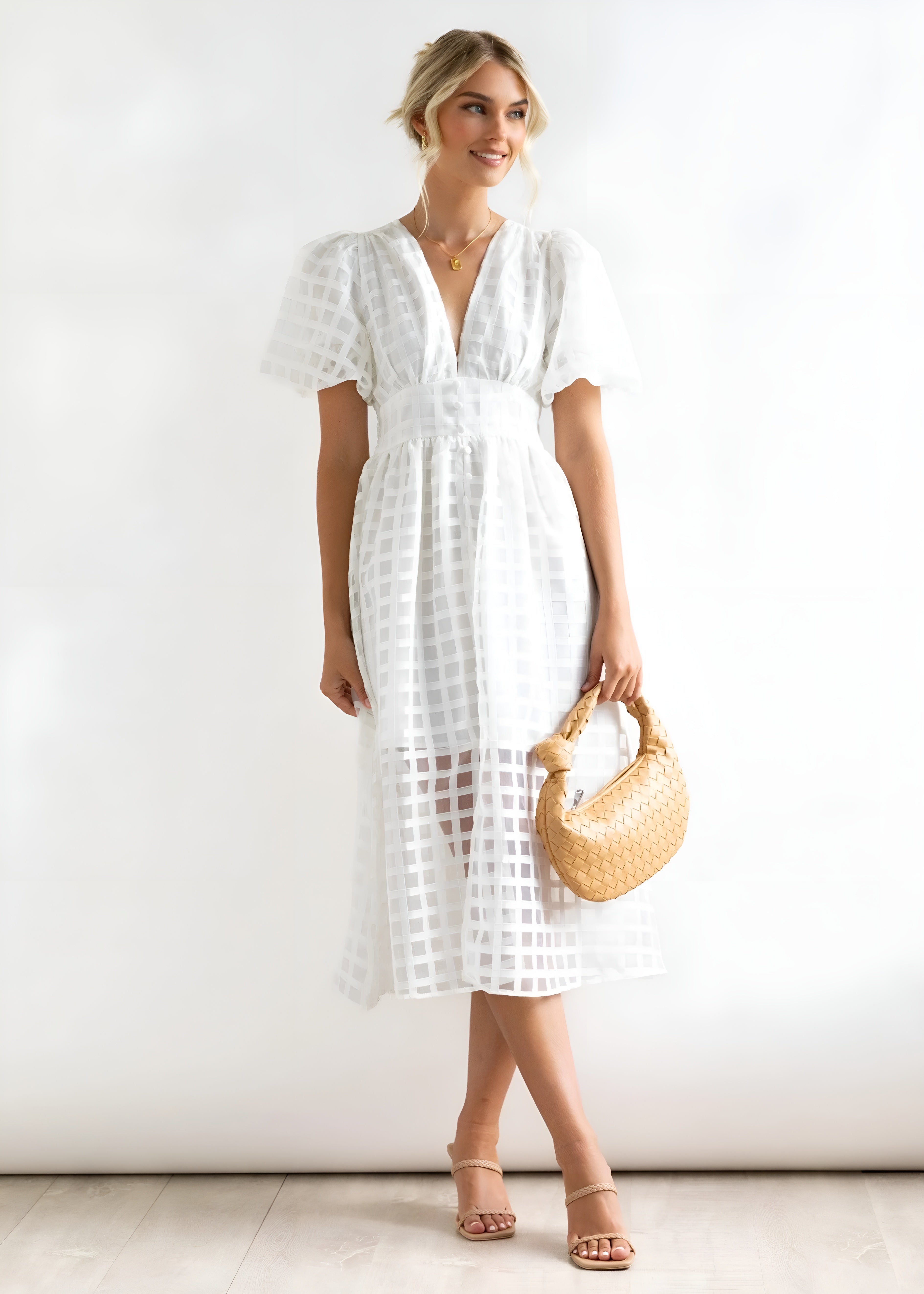 Élina™ | Robe Midi Graphique Élégante