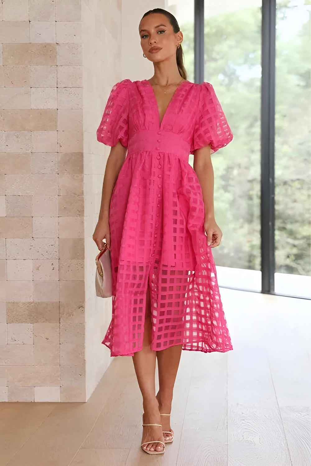 Élina™ | Robe Midi Graphique Élégante