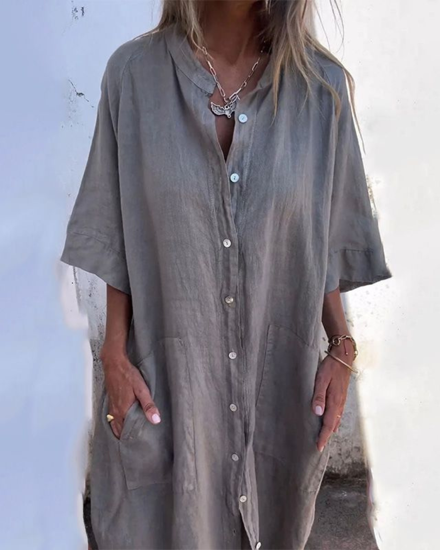 Javani™ | Robe Chemise Décontractée En coton et lin