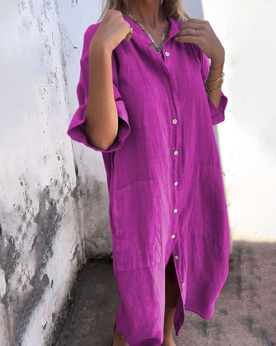 Javani™ | Robe Chemise Décontractée En coton et lin