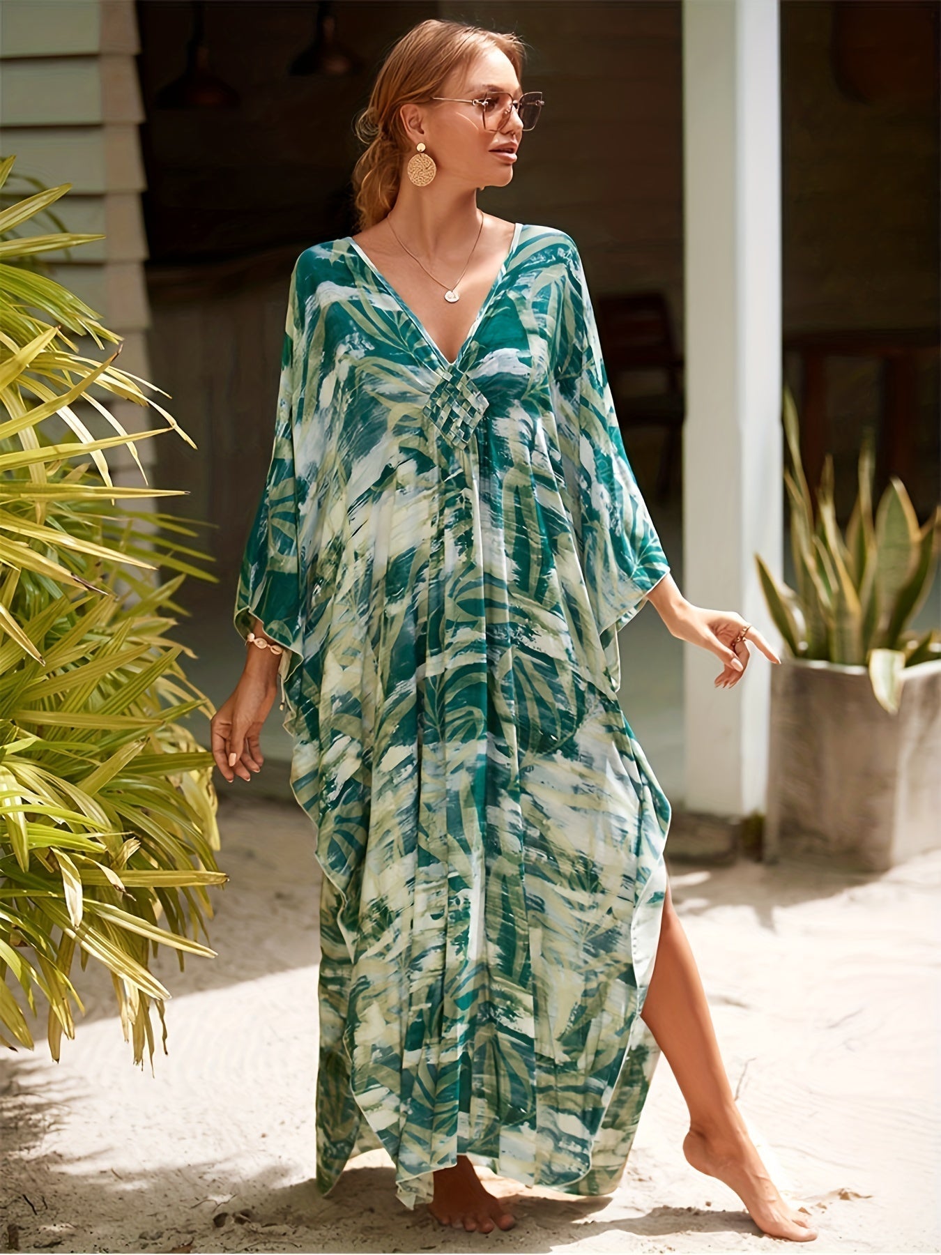 Aaliyah™ | Robe Tropicale Élégante en Coton et Bambou