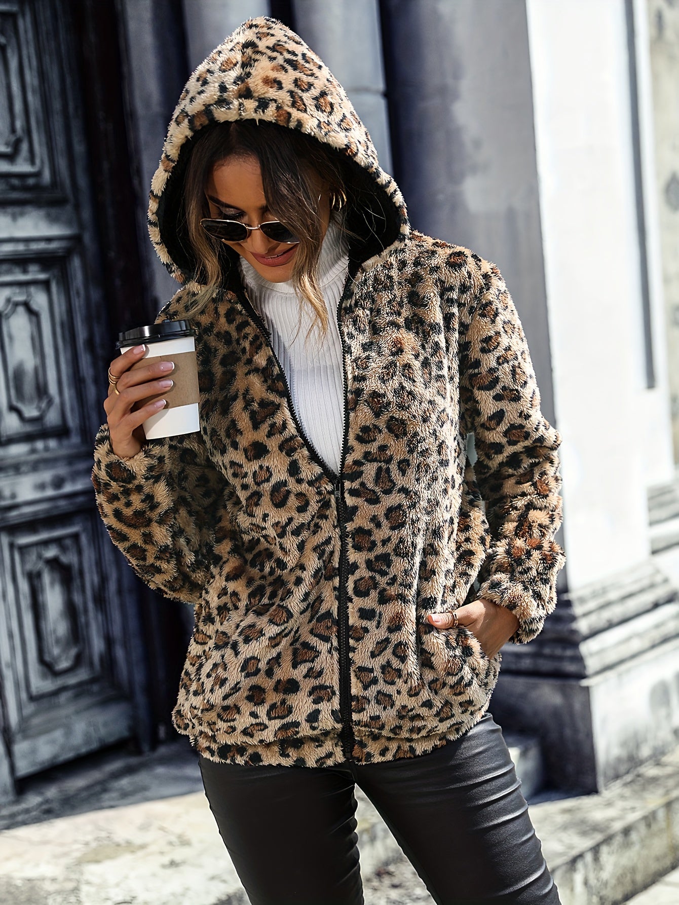 Leopa™ | Manteau Teddy à capuche avec fermeture éclair