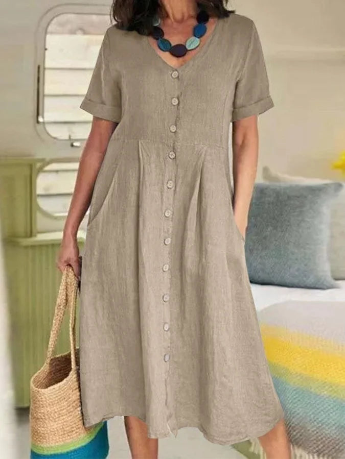 Feina™ | Robe Élégante Lin & Coton