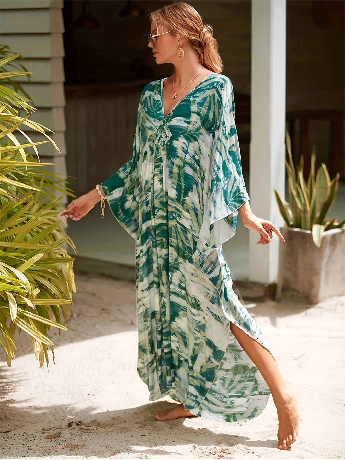 Aaliyah™ | Robe Tropicale Élégante en Coton et Bambou