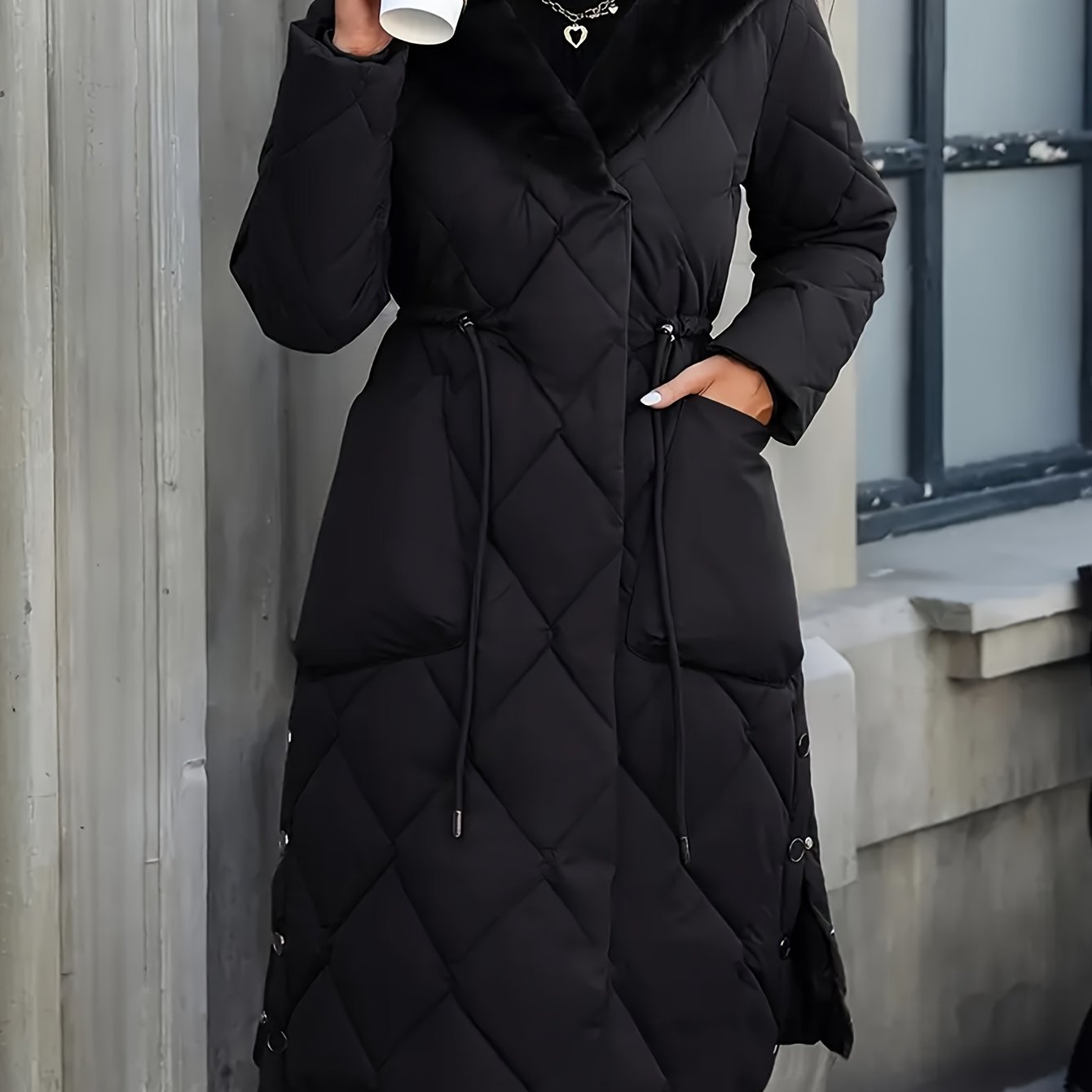 Axelle™ | Veste Puffer Longue Matelassée en Fausse Fourrure