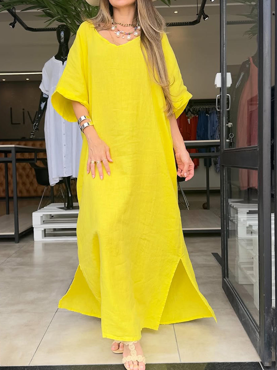 Ozine™ | Robe Élégante en Coton et Lin avec Poches