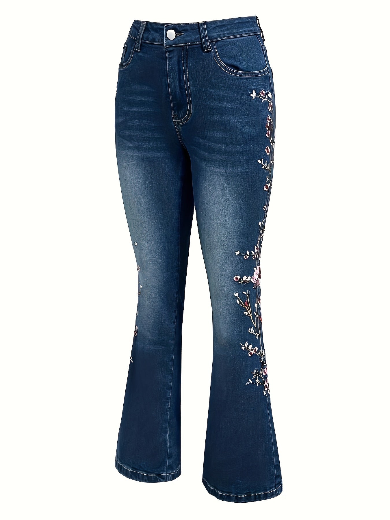 Lenora™ | Jean Vintage Élégant avec Broderie Florale