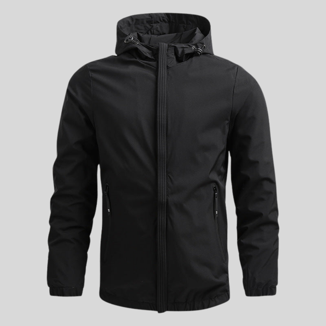 Fabio™ | Veste coupe-vent imperméable à capuche avec zip contrasté