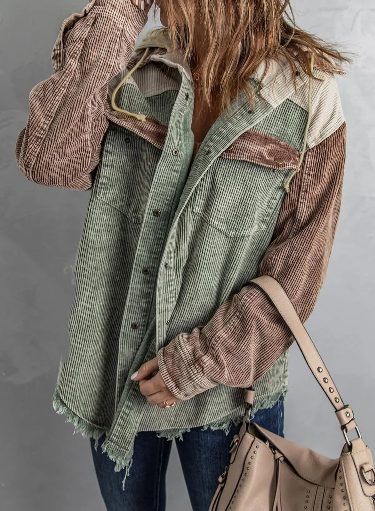 Pomi™ | Veste en Velours Côtelé Tricolore