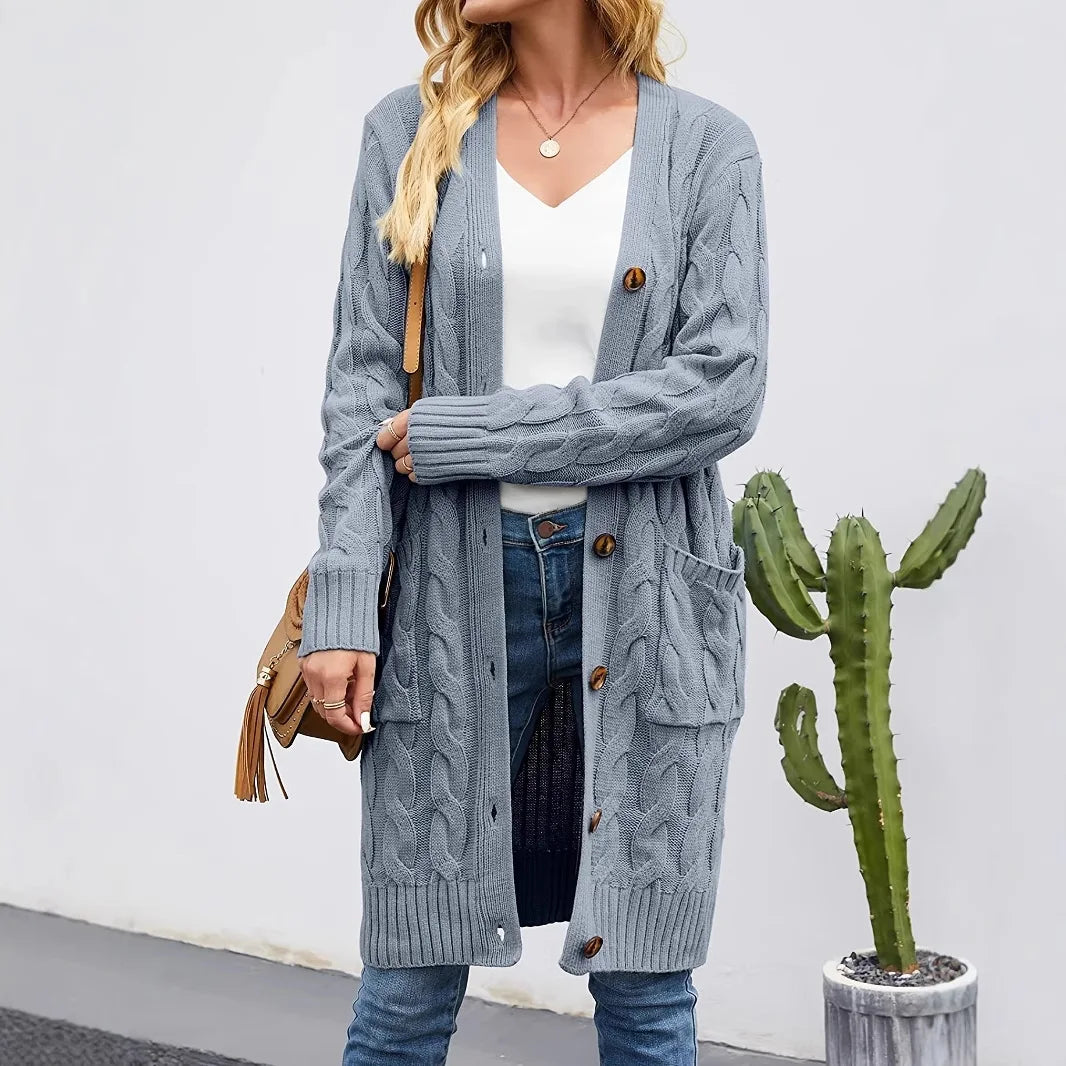 Jael™ | Cardigan long torsadé boutonné