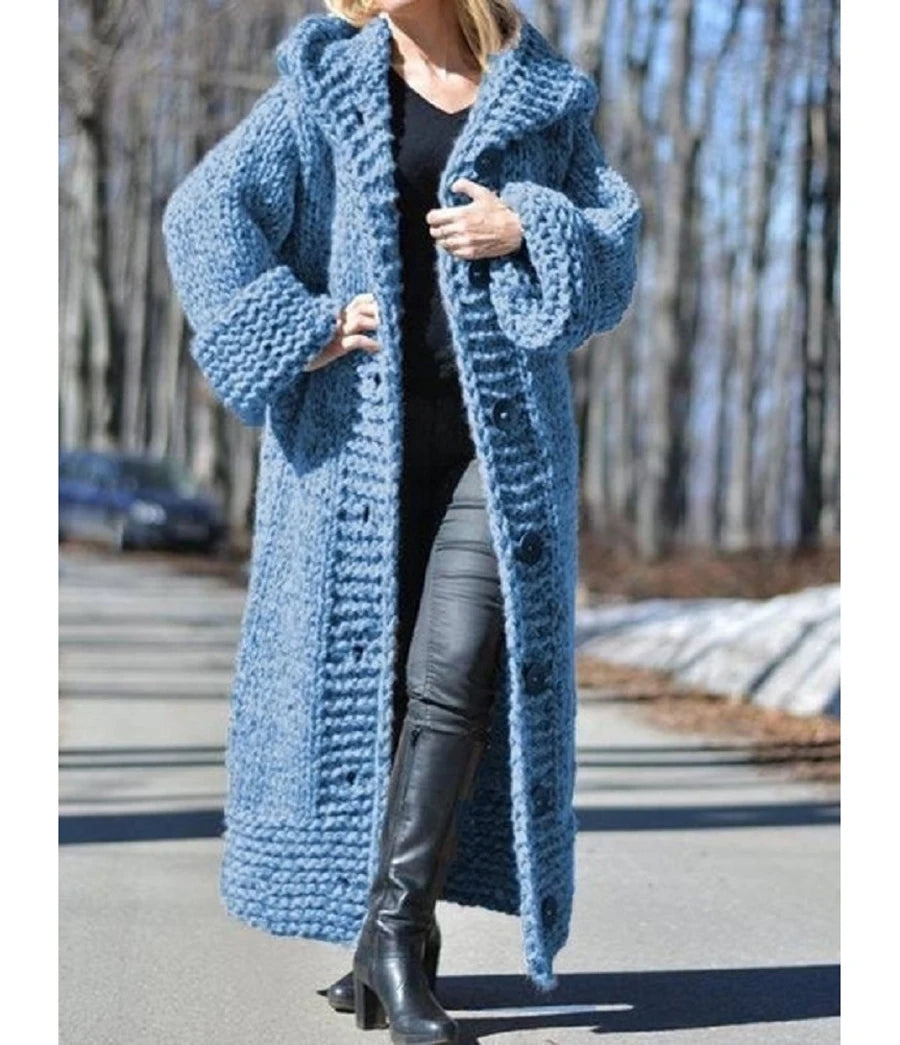 Tifly™ | Manteau long à capuche en grosse maille