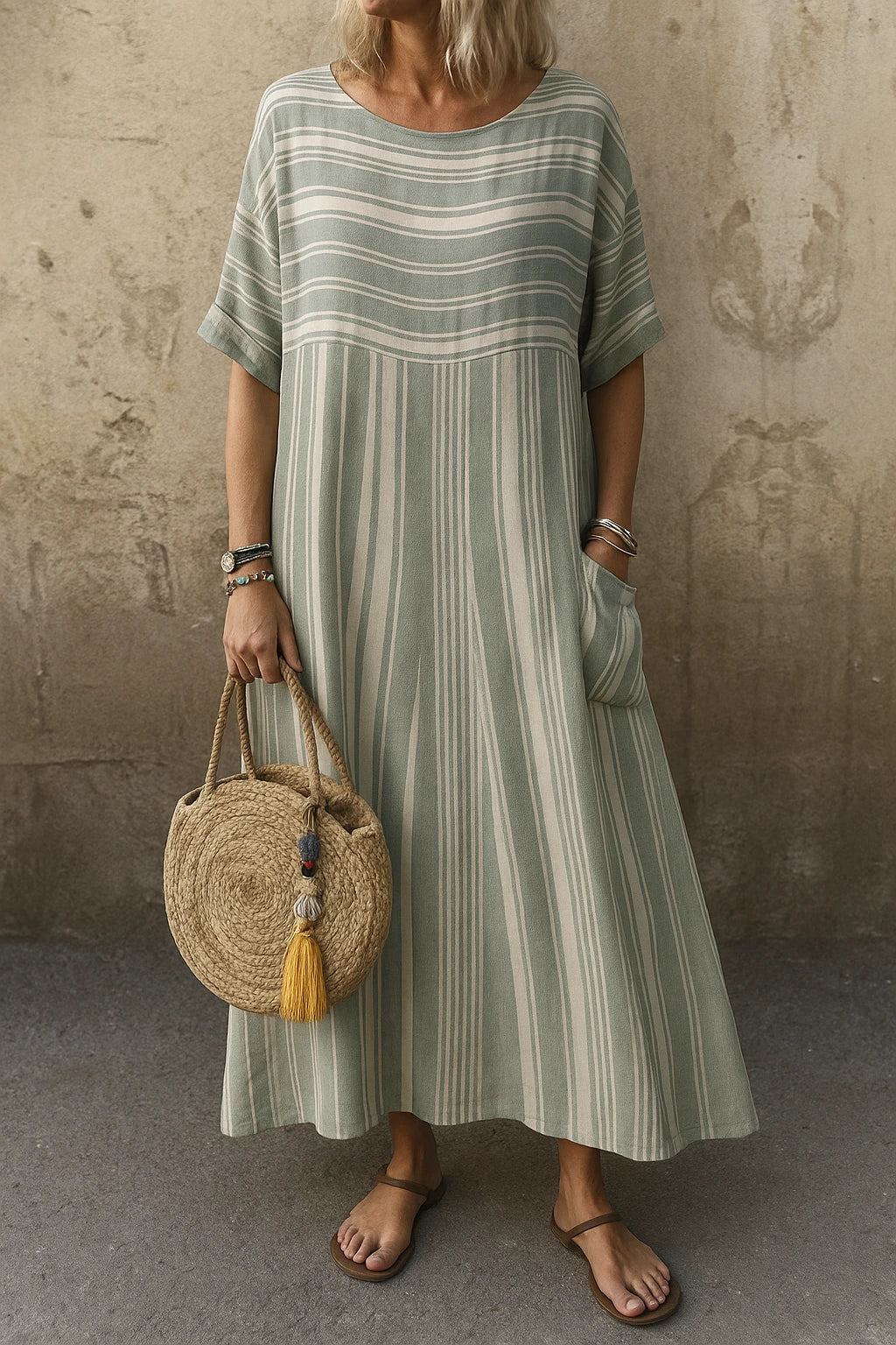 Jidan™ | Robe Maxi Rayée Élégante