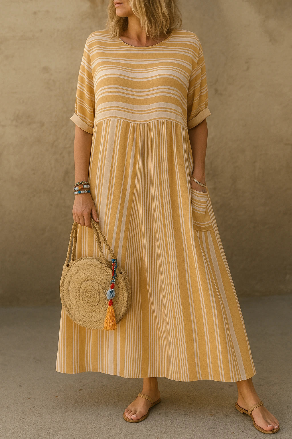 Jidan™ | Robe Maxi Rayée Élégante