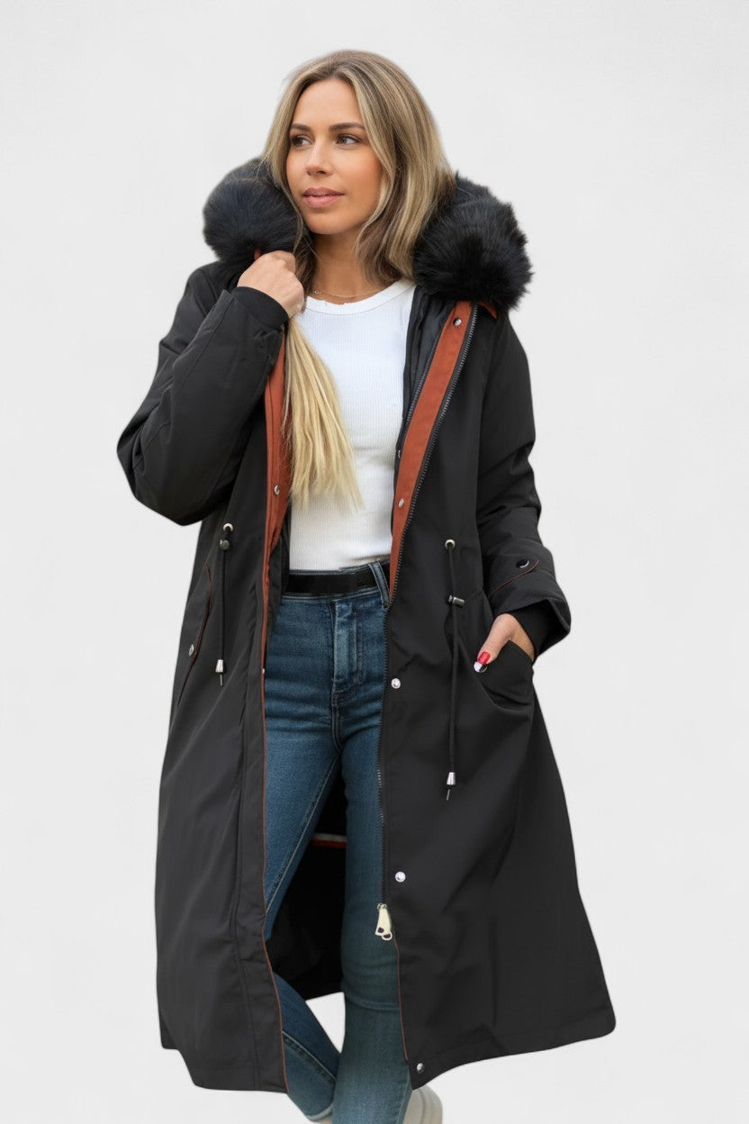 Diora™ | Parka manteau à capuche en fausse fourrure