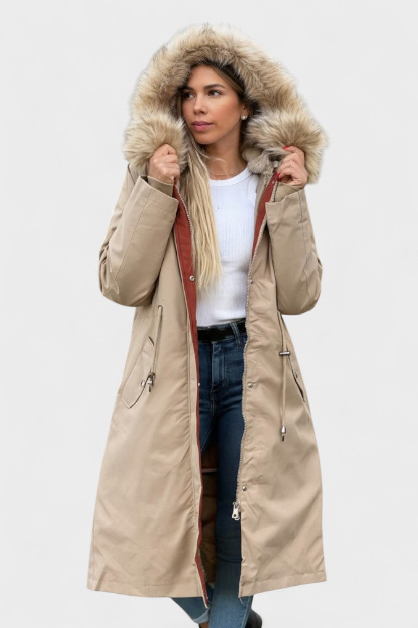 Diora™ | Parka manteau à capuche en fausse fourrure