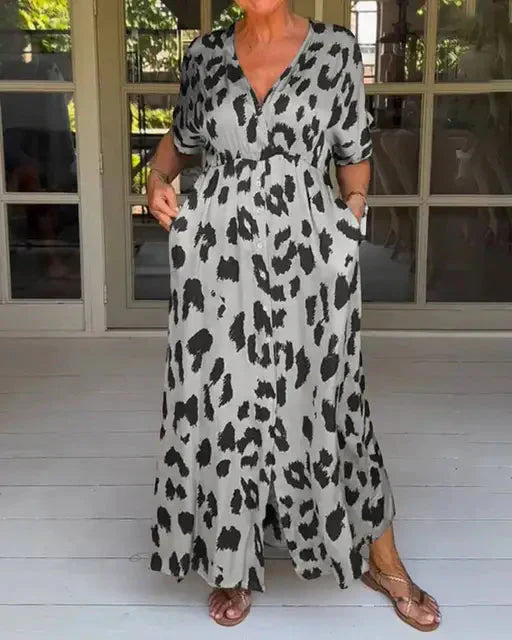 Janice™ | Robe maxi léopard