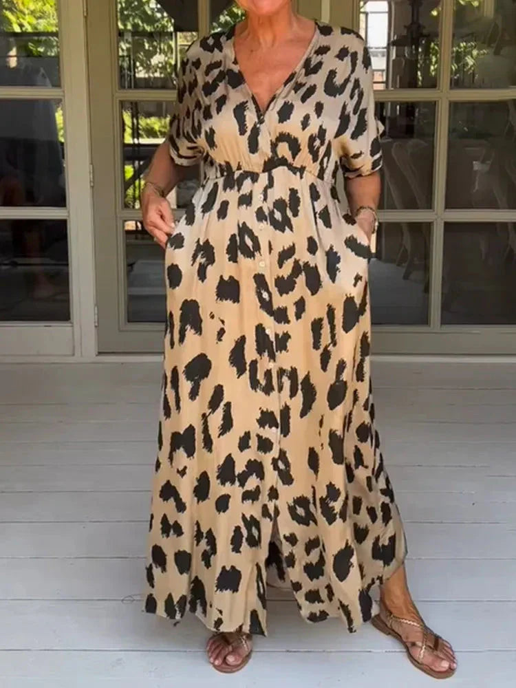 Janice™ | Robe maxi léopard